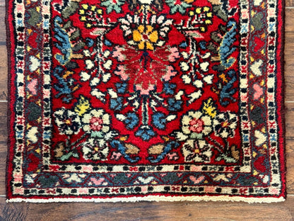 Persian Tribal Rug 2x3 Small Red Colorful Hamadan Carpet Hand Knotted Wool Antique