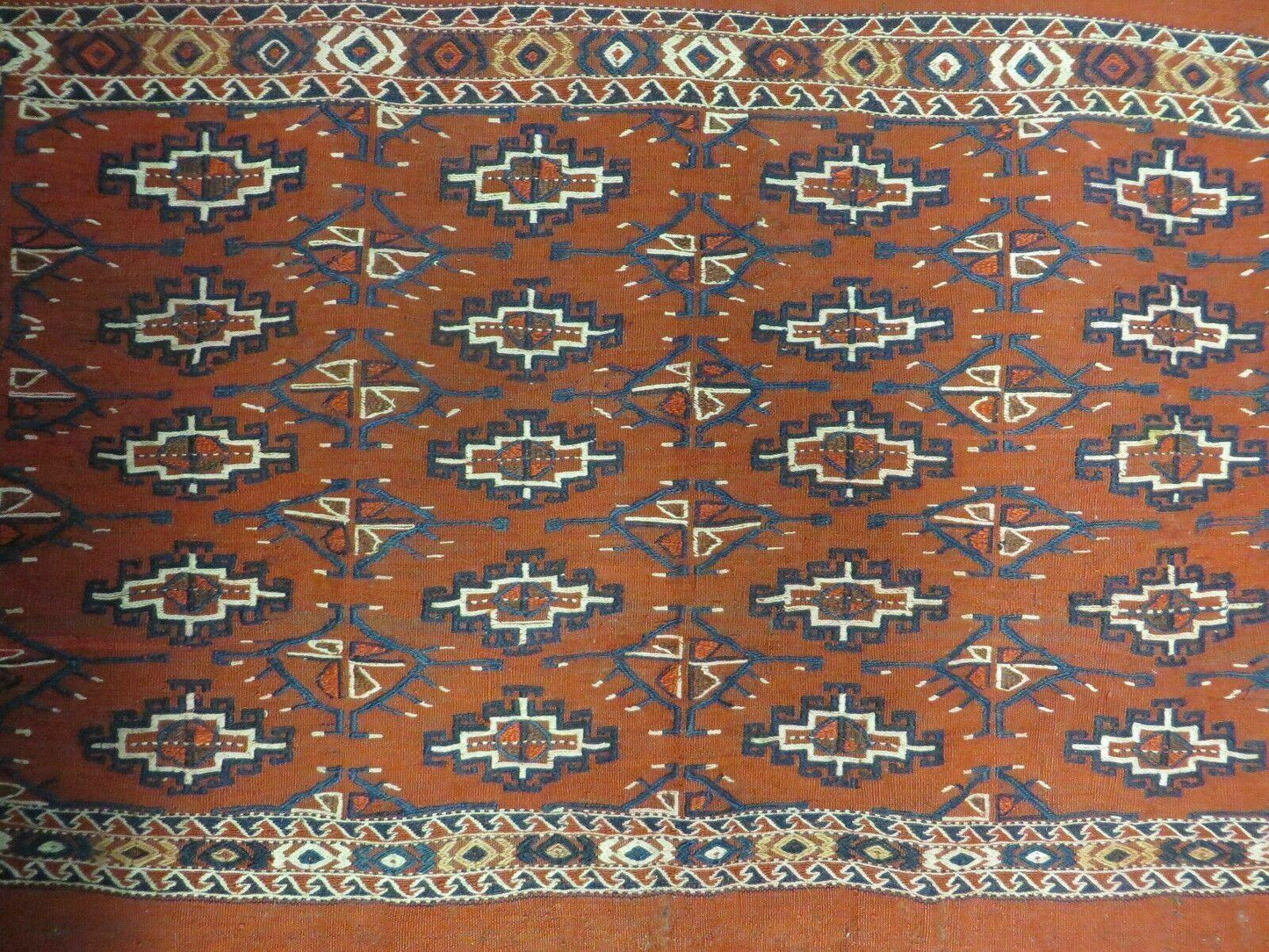 Antique Yamud Turkoman Handmade Rug Pillow Cover Diamond Flat Weave 32x44