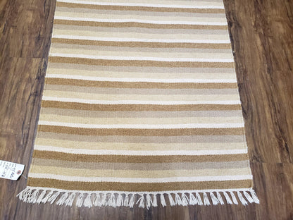 Striped Runner Rug Handmade Wool Indian Runner For Hallways 15 Ft Flatweave Farmhouse Decor