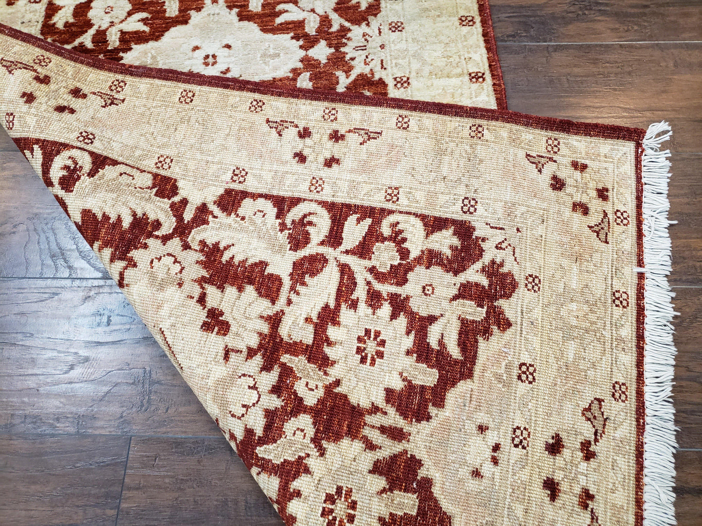 Runner Rug Peshawar Chobi 21 Ft Hallway Wool Handmade Maroon Beige Floral