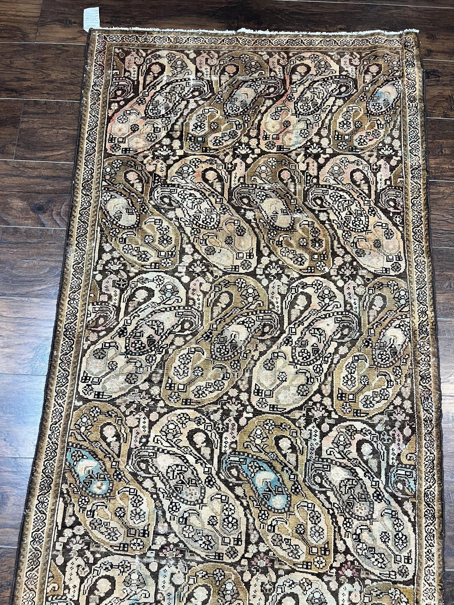 Antique Persian Malayer Runner Rug 3x16 Hand Knotted Wool Paisley Boteh Design