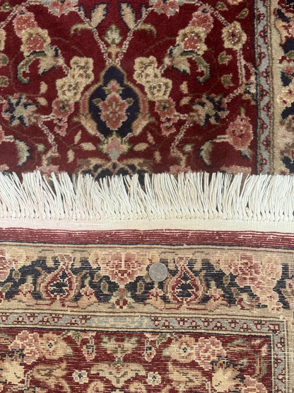 Persian Runner Rug 2x6 Hand Knotted Wool Silk Highlights Vintage Floral Medallion