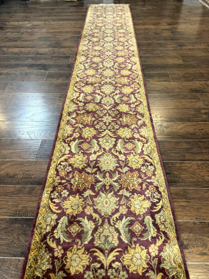 Indian Agra Runner Rug 2.6 x 17.5 Feet Floral Handmade Wool Hallway Runner