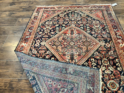 Persian Mahal Rug Antique Hand Knotted Wool Geometric Medallion 4x7