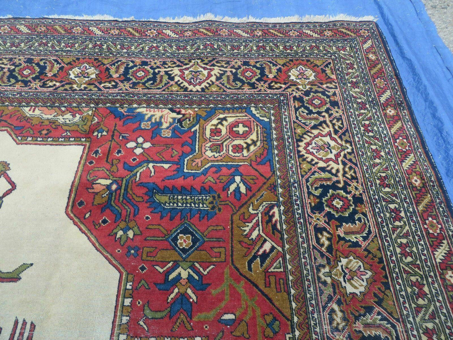 Persian Tabriz Rug Hand Knotted Wool 9 Ft 7 In By 12 Ft 8 In Vintage Geometric Medallion