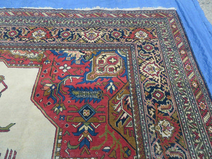 Persian Tabriz Rug Hand Knotted Wool 9 Ft 7 In By 12 Ft 8 In Vintage Geometric Medallion