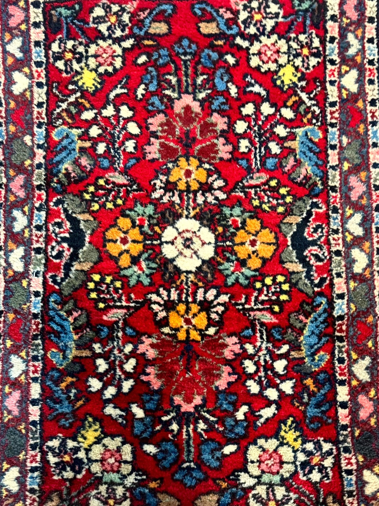 Persian Tribal Rug 2x3 Small Red Colorful Hamadan Carpet Hand Knotted Wool Antique