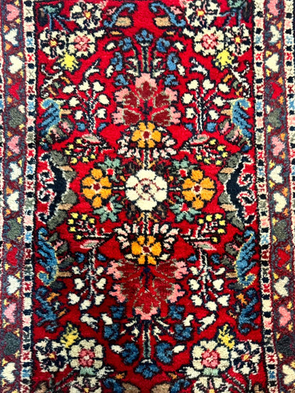Persian Tribal Rug 2x3 Small Red Colorful Hamadan Carpet Hand Knotted Wool Antique