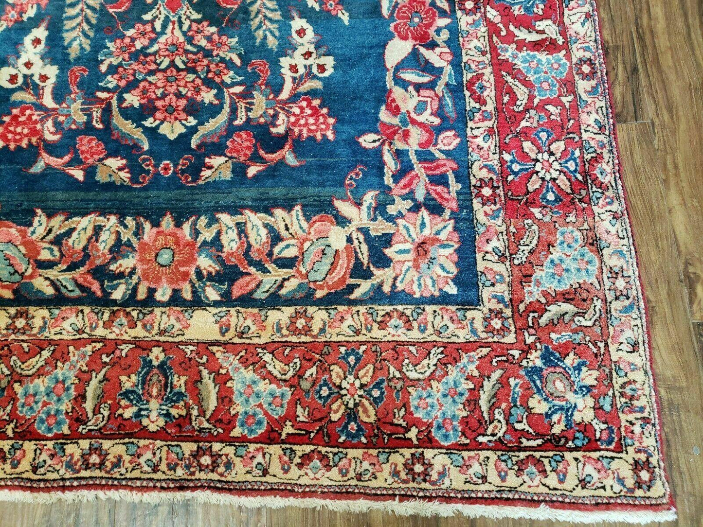 Vintage Turkish Wool Rug 4 By 7 Feet Floral Birds Tree Of Life Blue Red Handmade