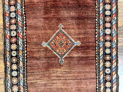 Antique Persian Rug 4x7 Handmade Sarab Tribal Wool Runner Open Field Rainbow Border