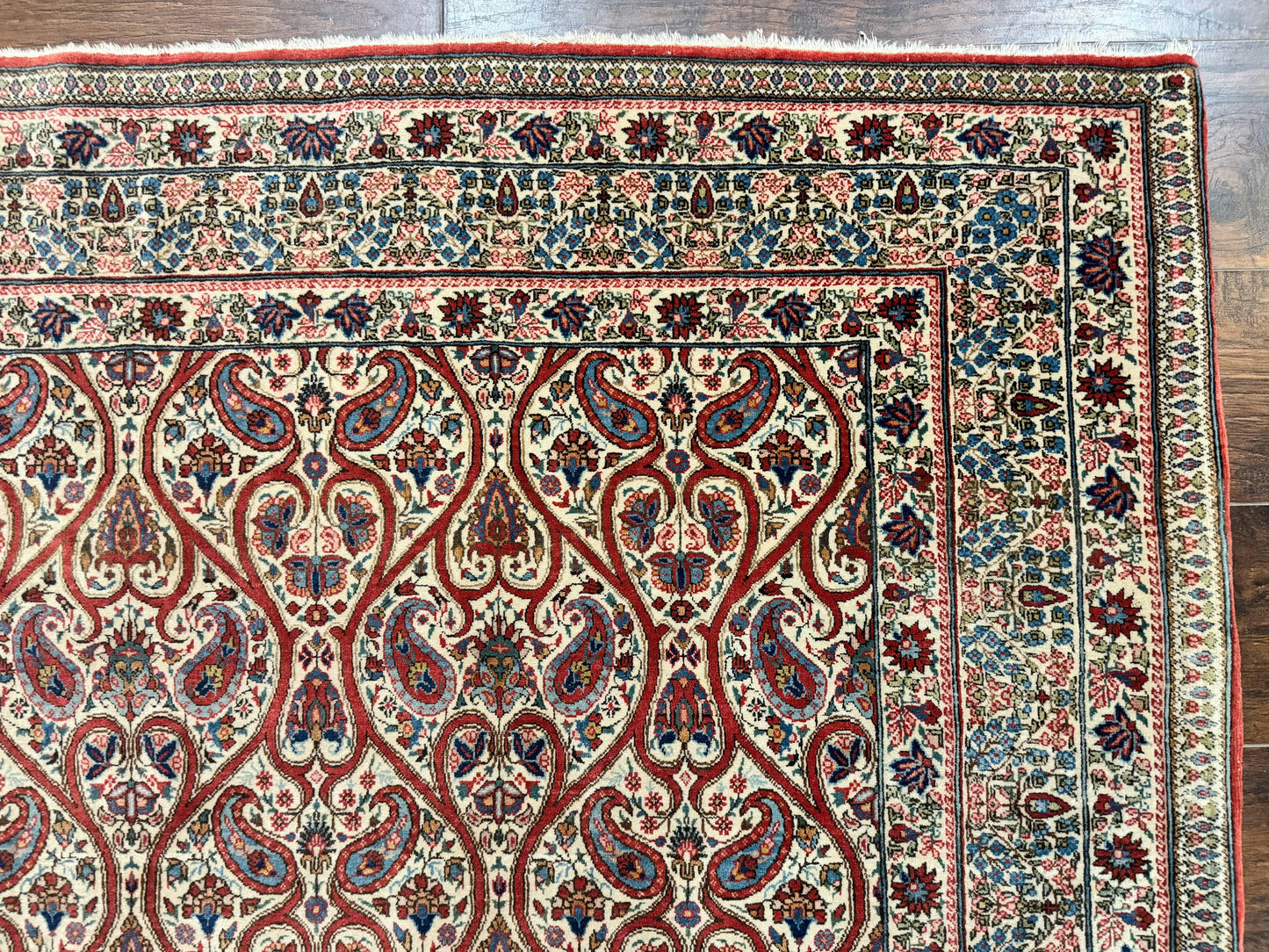 Persian Qum Rug 5x7 Handmade Wool Carpet With Repeated Paisley Boteh Design