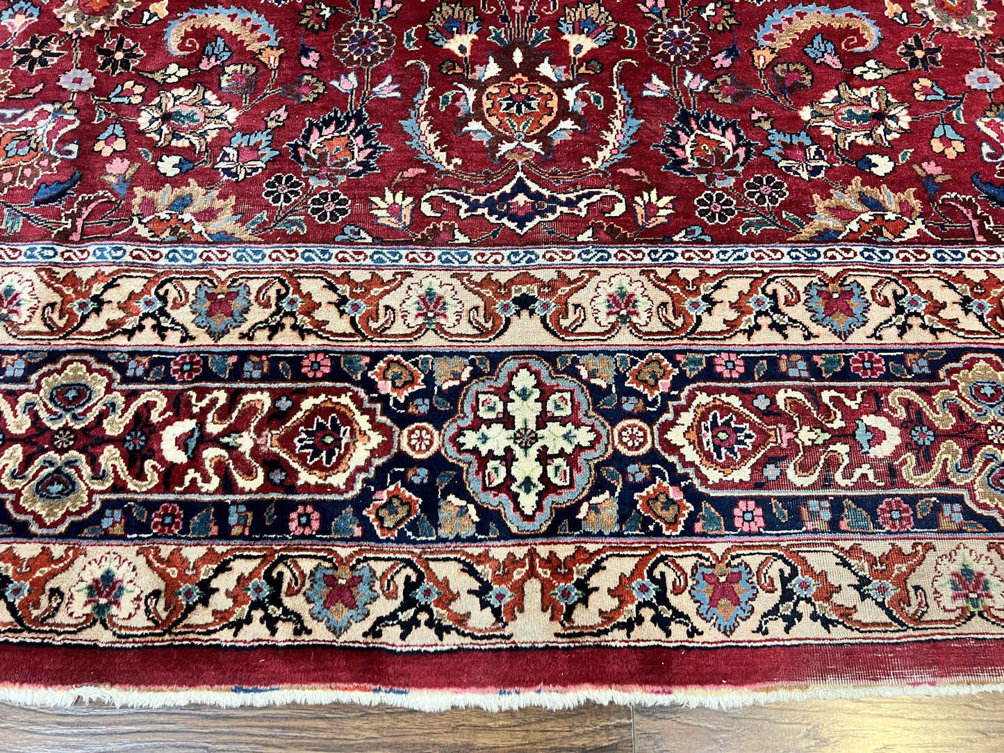 Persian Mashad Hand Knotted Wool Rug 8x10 Red Floral Allover Traditional