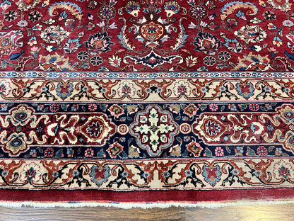 Persian Mashad Hand Knotted Wool Rug 8x10 Red Floral Allover Traditional