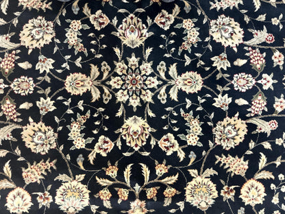 Persian Rug Black Pak 8x10 Floral Allover Hand Knotted Wool Area Rug