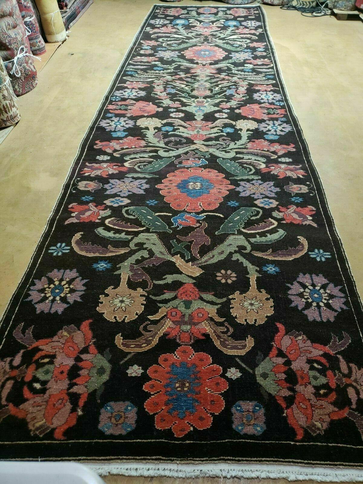Antique Karabagh Caucasian Rug Handmade Wool Carpet Organic Dye 4 Ft 5 In By 16 Ft 1 In