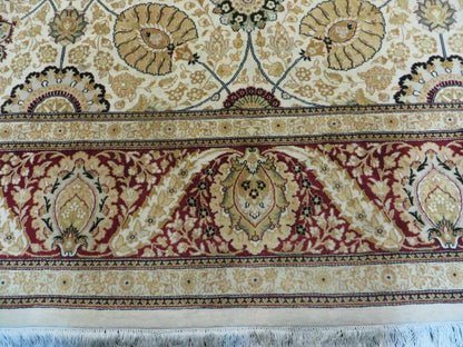 Vintage Handmade Wool Rug Pakistani Floral Design 9 By 12 Feet Vegetable Dye