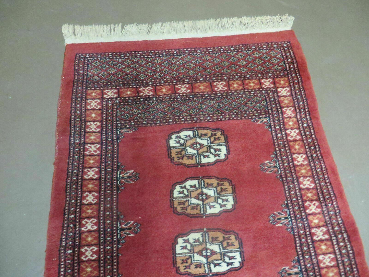 Vintage Bokhara Turkoman Rug Handmade Pakistani Wool Runner 2 ft 8 in by 9 ft 9 in
