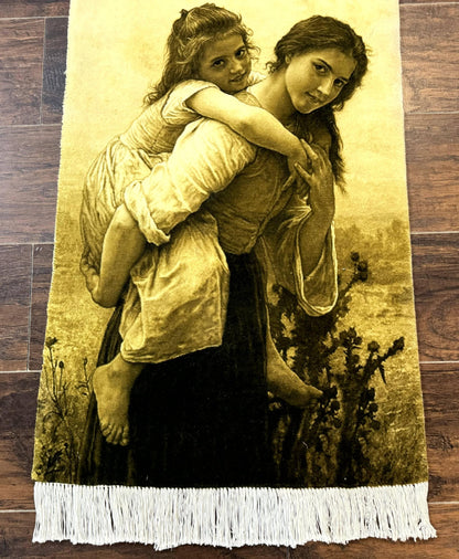 Persian Pictorial Rug 2x3 Tabriz Hand Knotted