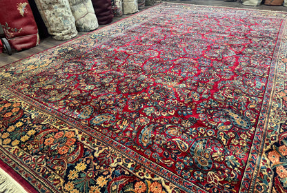 Antique Persian Sarouk Rug Palace Size 12x18 With Regal Floral Palmette