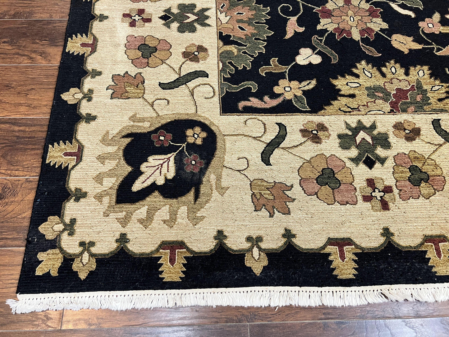 Indo Persian Wool Rug 10x14 Handmade Mahal Flatweave Floral Carpet