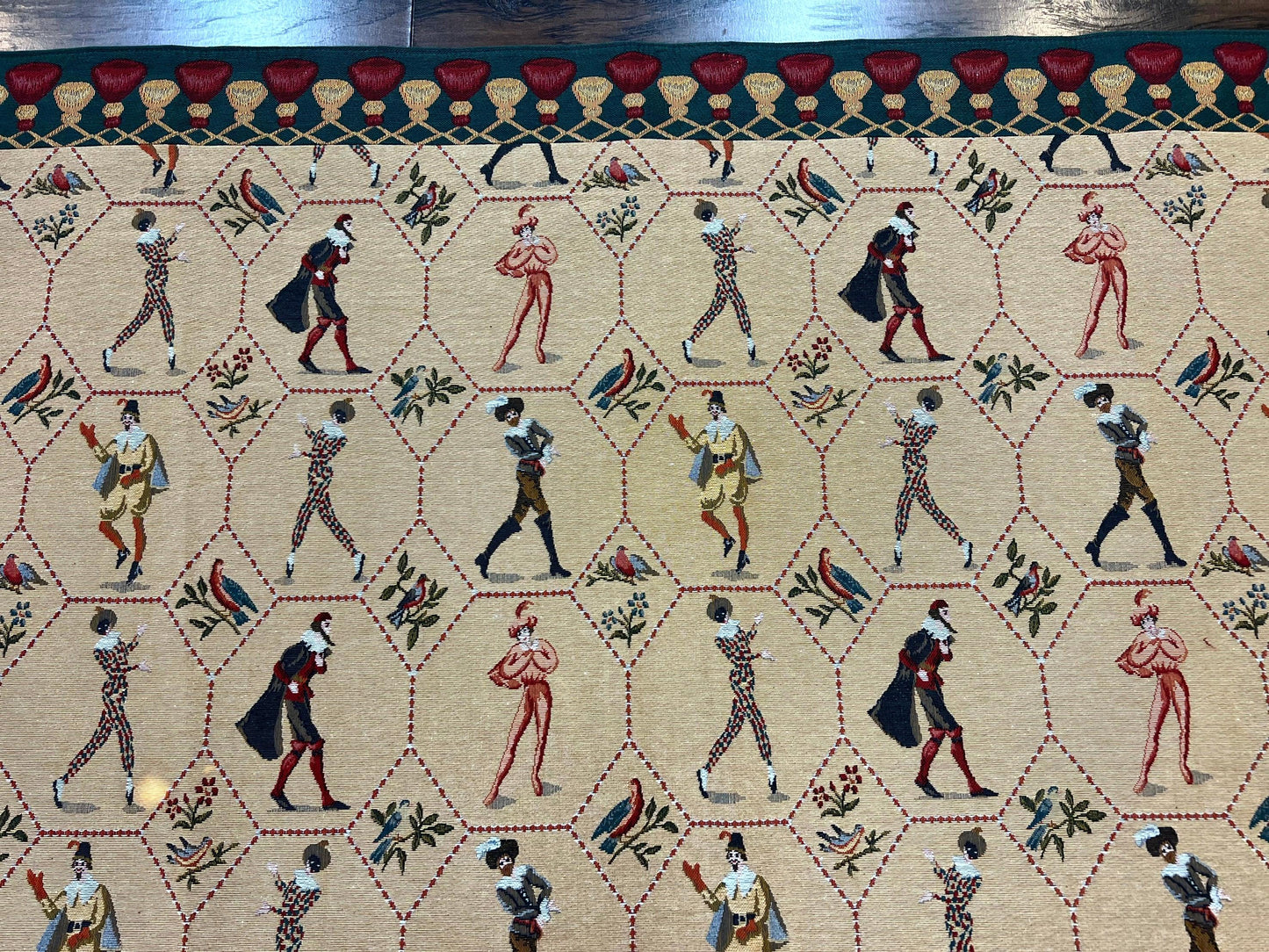 Vintage Wool Tapestry Wall Hanging 5x5 Square Court Jesters