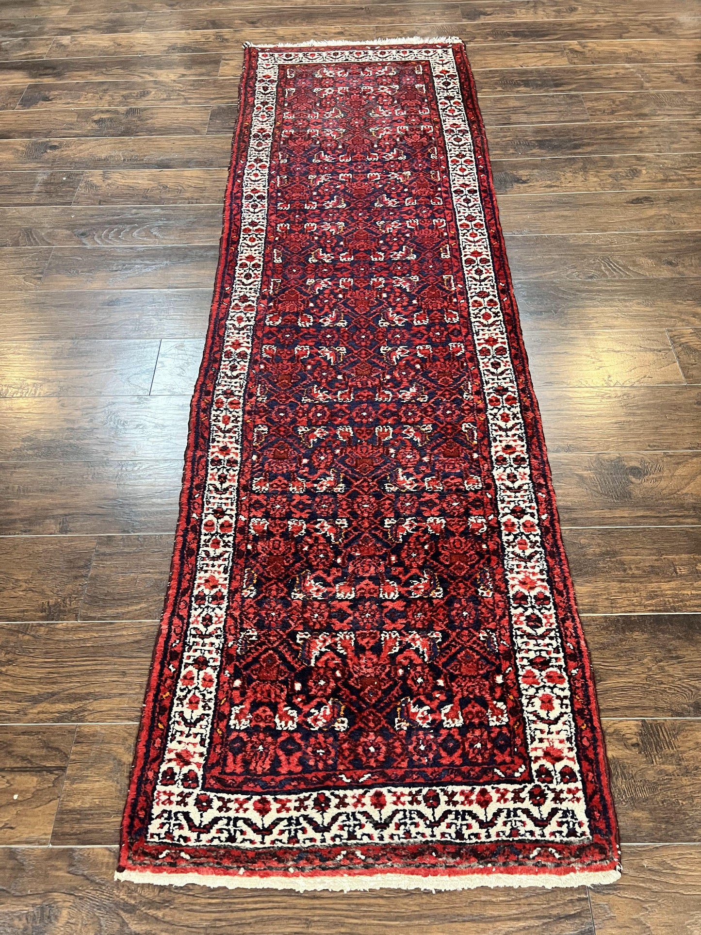 Persian Tribal Runner Hand Knotted Wool Rug 3x9 Hallway Rug Dargazin Herati