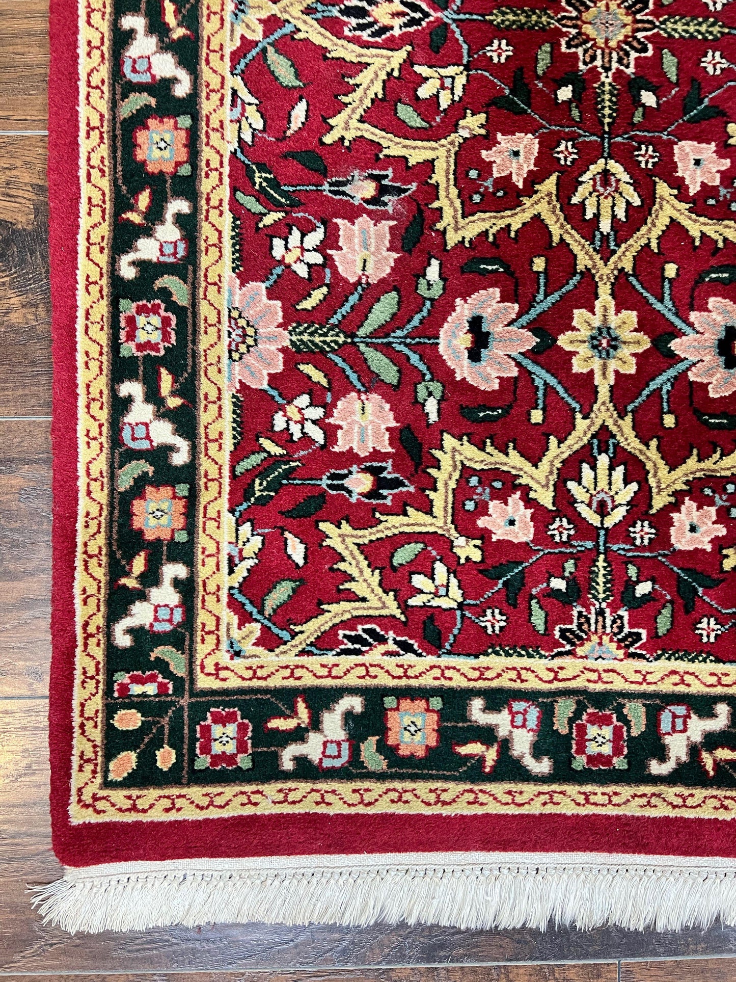 Indo Persian Runner Rug 2.6 X 10 Floral Hand Knotted Wool Hallway Red