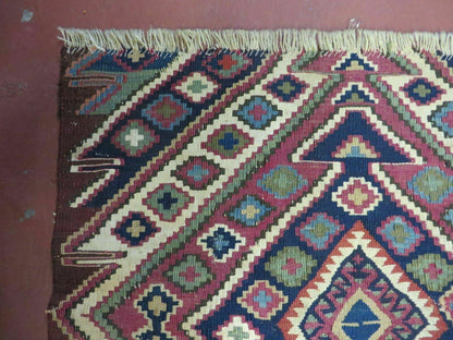 Antique Handmade Kilim Shirvan Caucasian Bagface Rug 25x52 Inches Wool