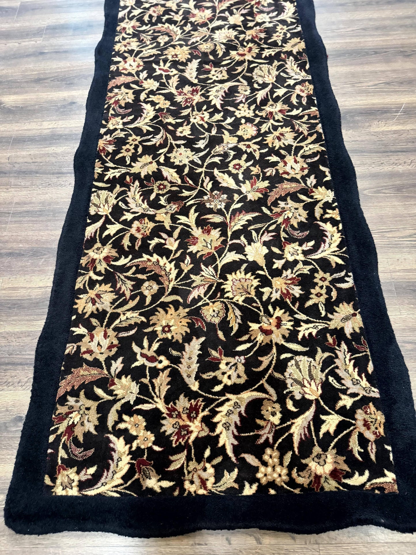 Floral Runner Rug Vintage Wool Hallway Decor 3 x 17 Feet Long