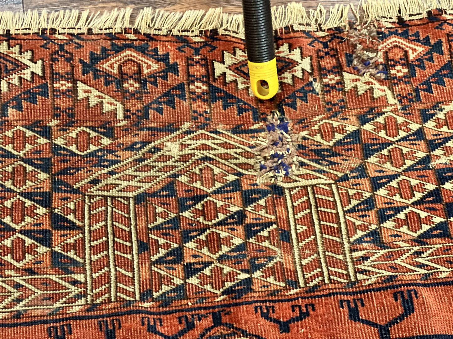 Turkoman Rug Antique Hatchli Wool Handmade 4x4 Four Season Yamud Design Red Bohemian Engsi Tekkeh