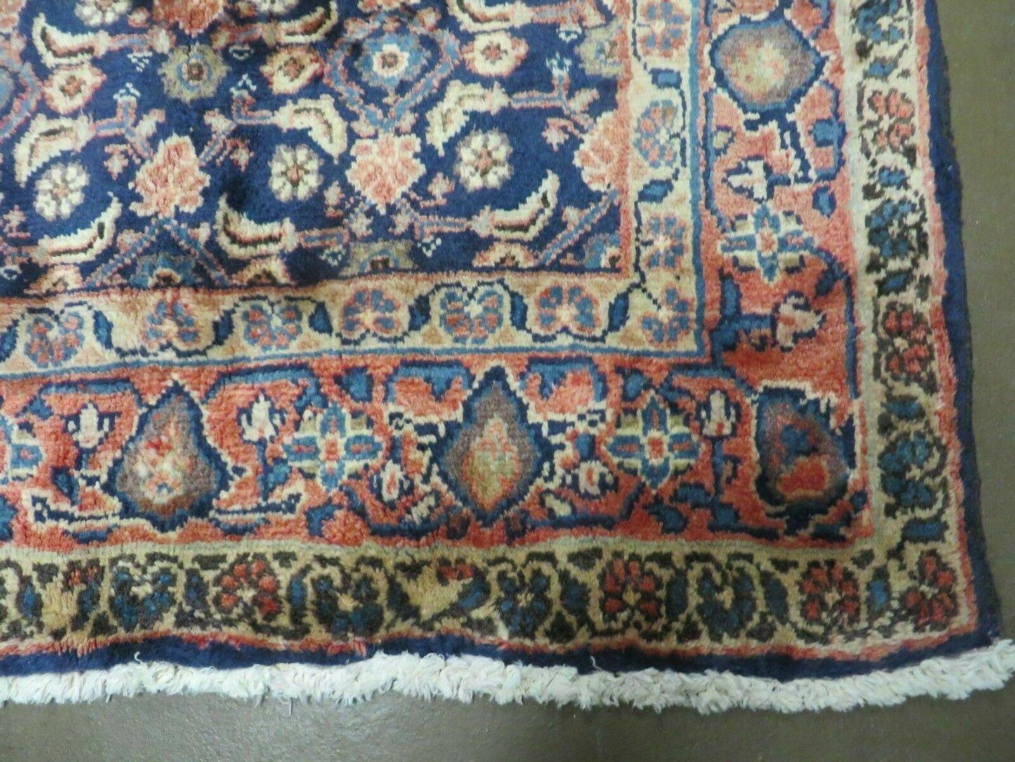 Antique Indian Floral Wool Runner Rug Handmade Oriental Blue 3ft7in X 10ft