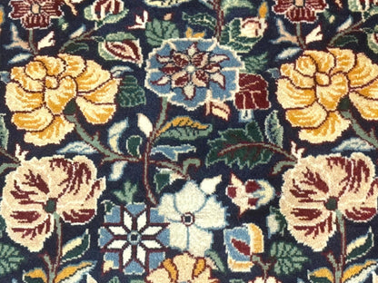 Persian Wool Rug Square 2.7x2.7 Handmade Floral Design Dark Green