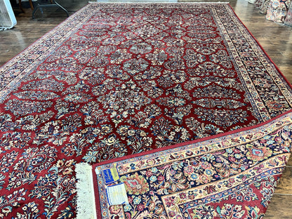 Karastan Rug Red Sarouk 10x18 Wool Carpet Original 700 Series Vintage Large Oriental Rug