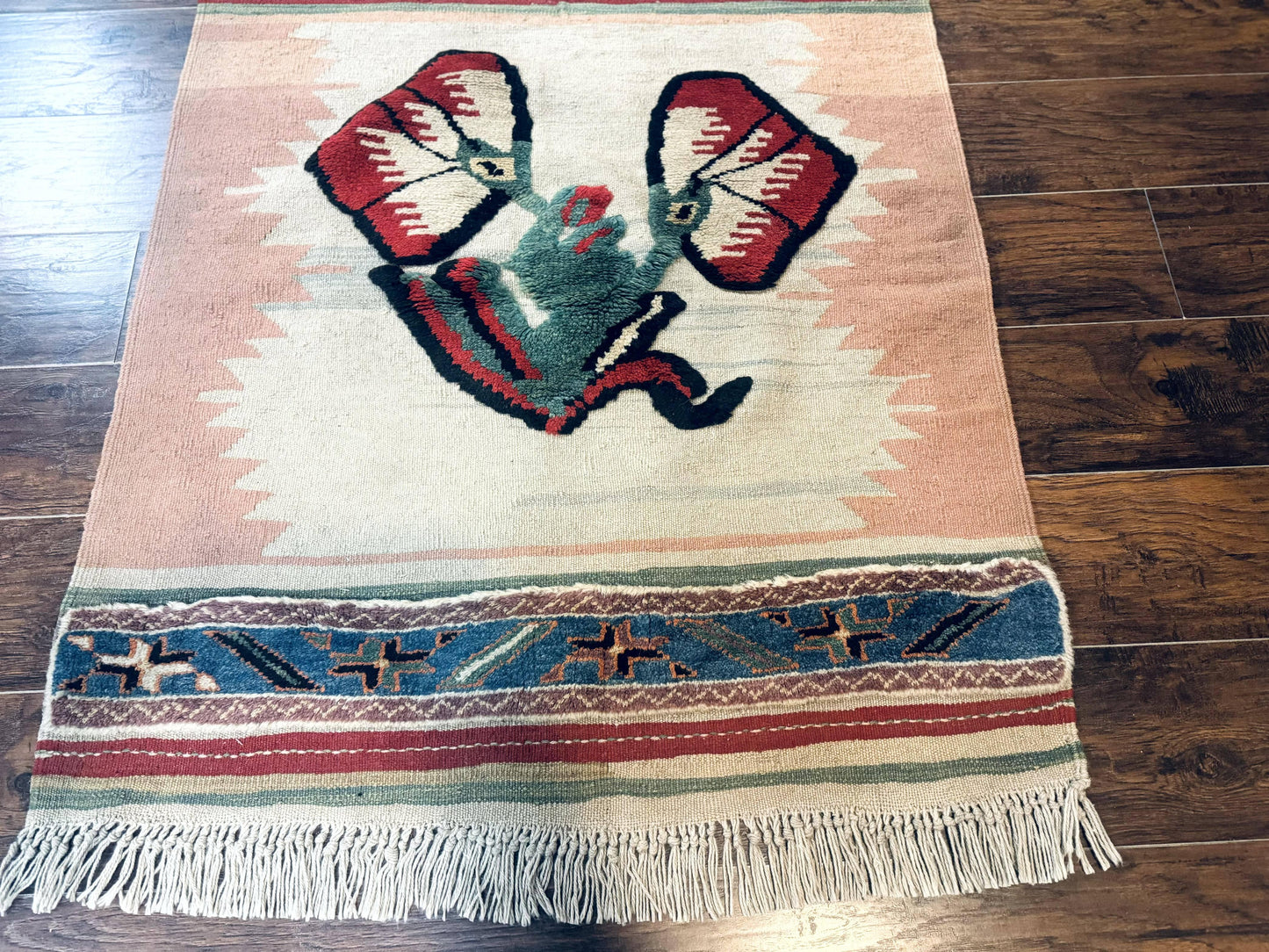 Turkish Kilim Rug 2.5 x 4.7 Flatweave Bohemian Wall Hanging Tapestry