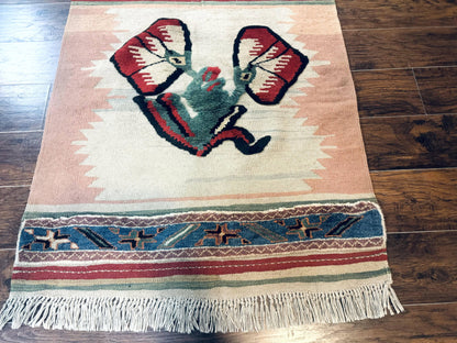 Turkish Kilim Rug 2.5 x 4.7 Flatweave Bohemian Wall Hanging Tapestry