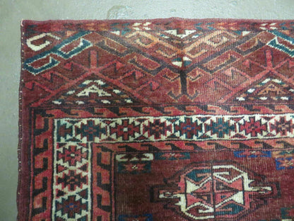 Antique Bokhara Turkoman Rug Yamud Wool Kilim Backing Handmade 1940s