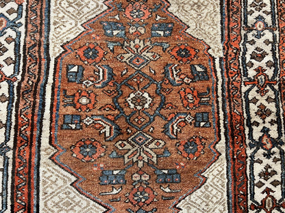 Persian Tribal Runner Rug Hand Knotted Wool Geometric Medallion 3.5 By 10 Sarab Serab Kalegy Carpet
