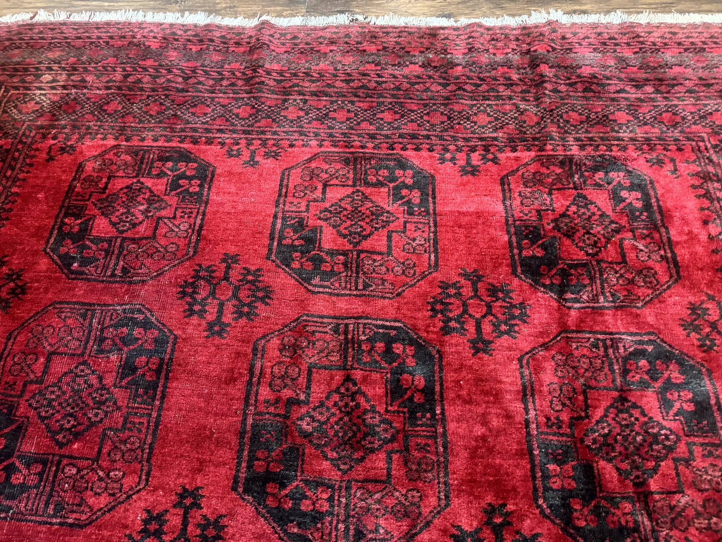Afghan Turkoman Rug 9x10 Red Beshir Carpet Tribal Wool Antique Hand Knotted