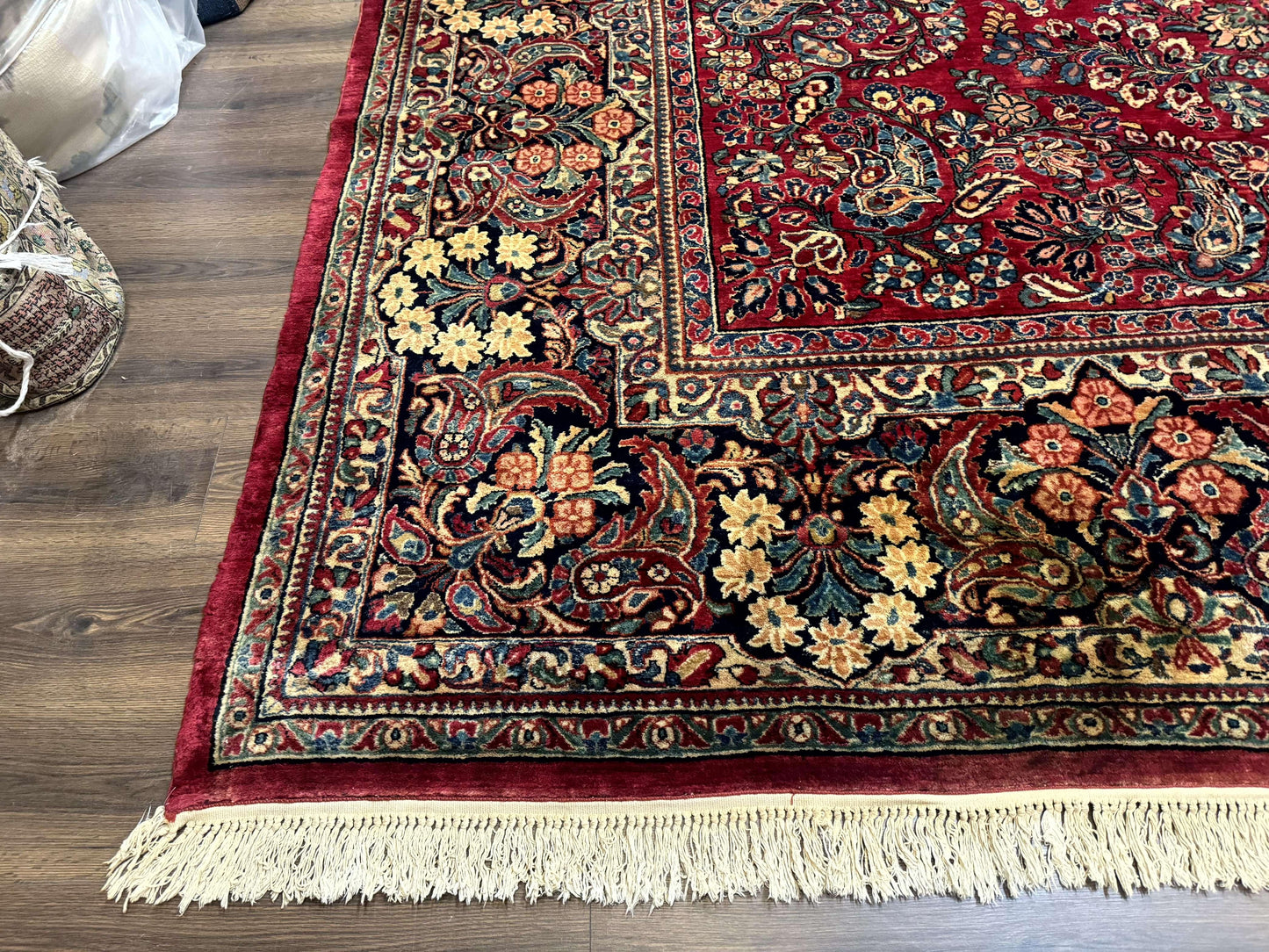 Antique Persian Sarouk Rug Palace Size 12x18 With Regal Floral Palmette