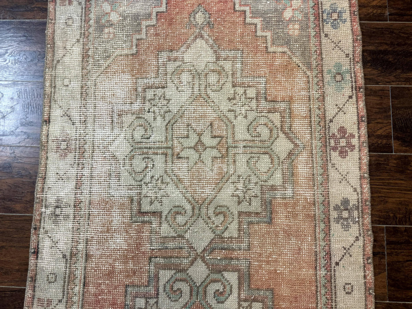 Antique Turkish Runner Rug Three By Nine Point Six Handmade Wool Geometric Vintage Farmhouse Style