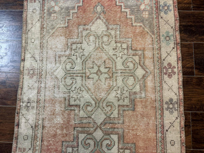 Antique Turkish Runner Rug Three By Nine Point Six Handmade Wool Geometric Vintage Farmhouse Style