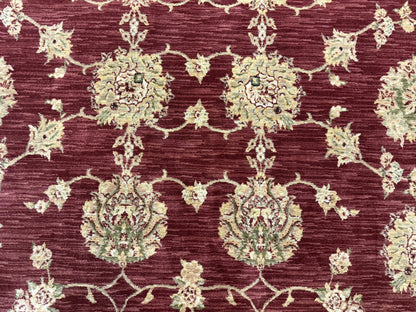 Traditional Wool Oriental Rug 9x13 Power Loomed Burgundy Carpet