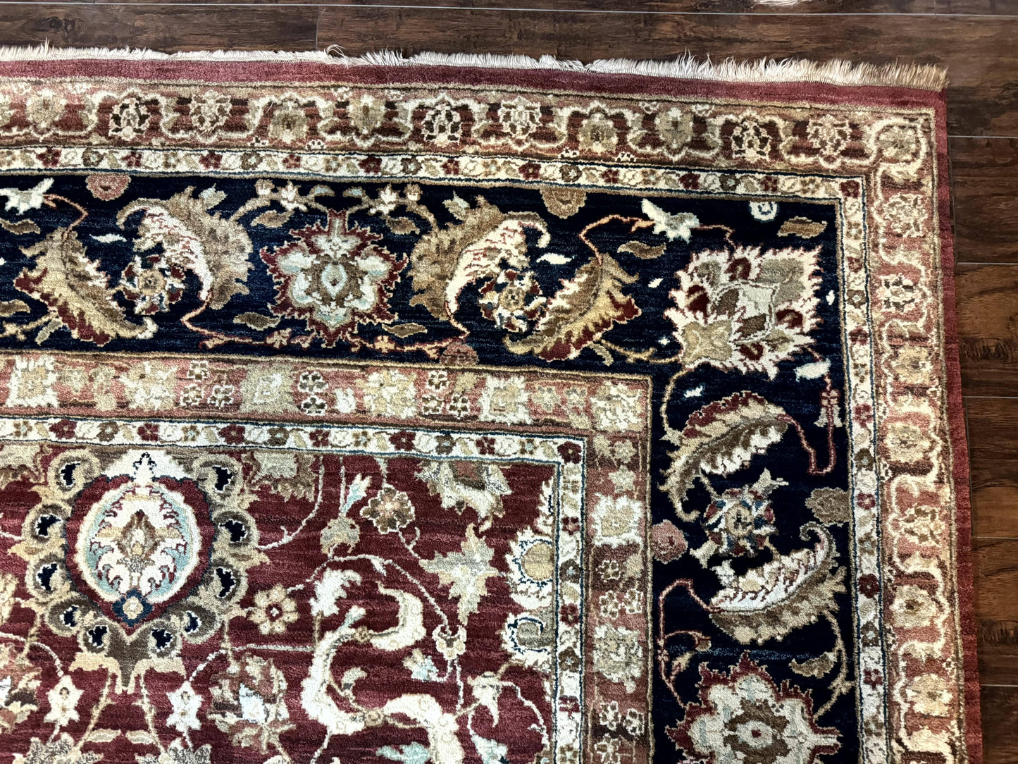 Agra Rug Palace Sized Indian Wool Hand Knotted Floral Carpet 12x17