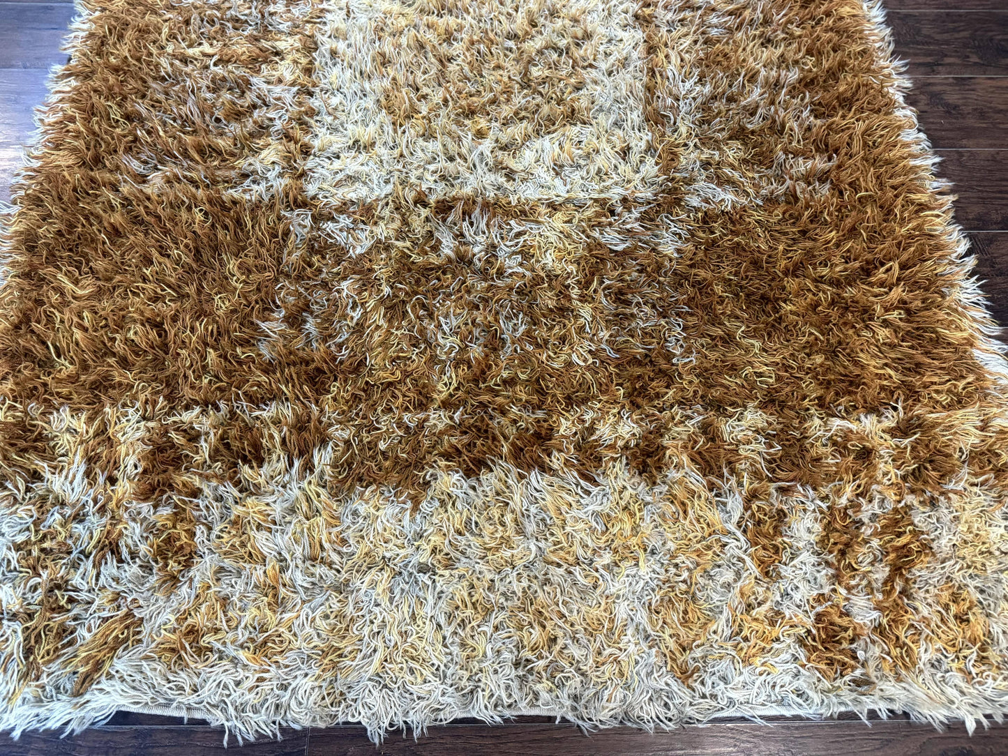 Vintage Rya Shag Rug 5.5 x 7.7 Feet Wool Area Rug for Living Room