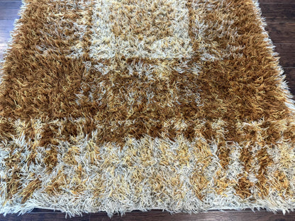 Vintage Rya Shag Rug 5.5 x 7.7 Feet Wool Area Rug for Living Room