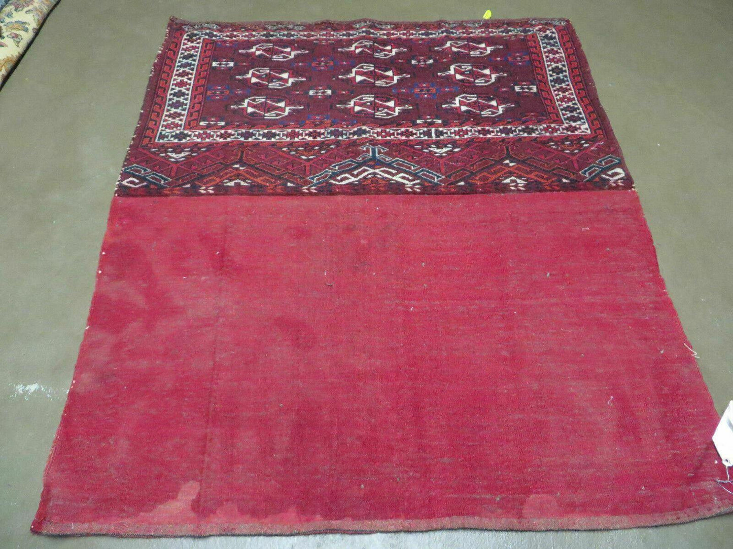 Antique Bokhara Turkoman Rug Yamud Wool Kilim Backing Handmade 1940s