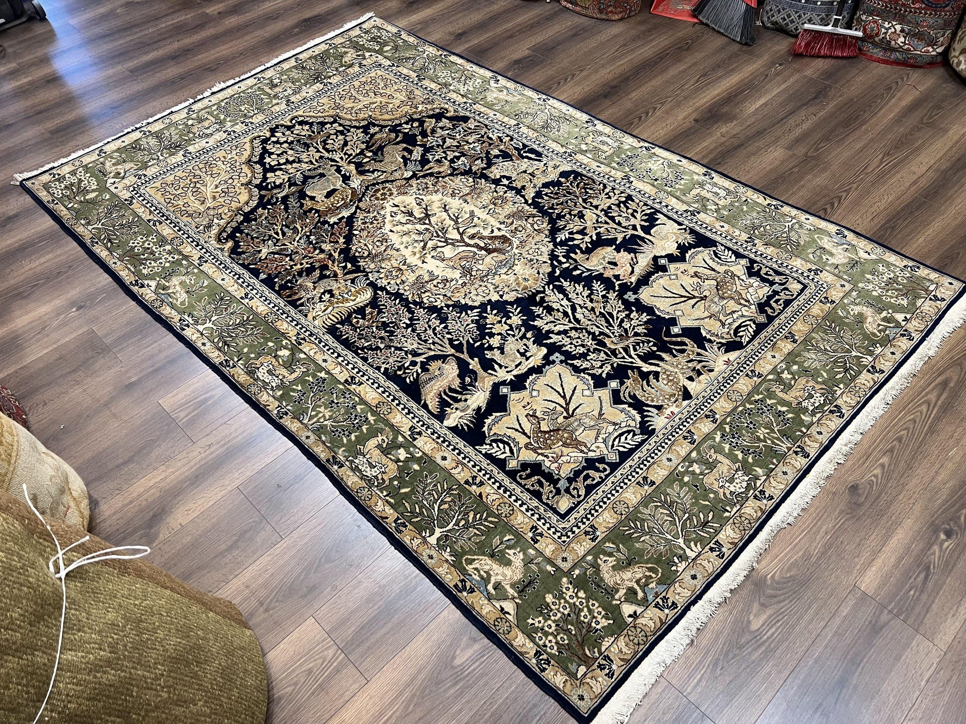 green Persian rug