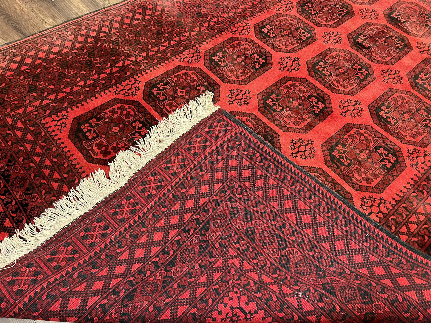 Afghan Turkoman Rug 7x10 Hand Knotted Vintage Yamud Beshir Bokhara Wool Carpet