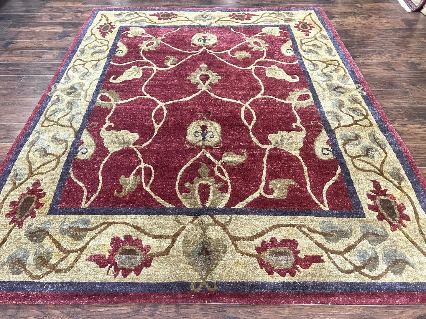 Tibetan Aubusson Rug 8x10 Handmade Wool Floral Vintage Traditional