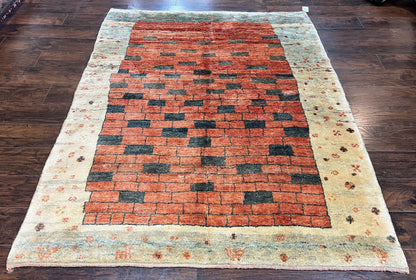 Persian Gabbeh Rug 6x8 Ft Handwoven Wool Tribal Area Rug For Home Decor